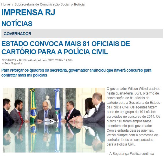 Concurso Polícia Civil RJ Governador do Rio de Janeiro amplia número de