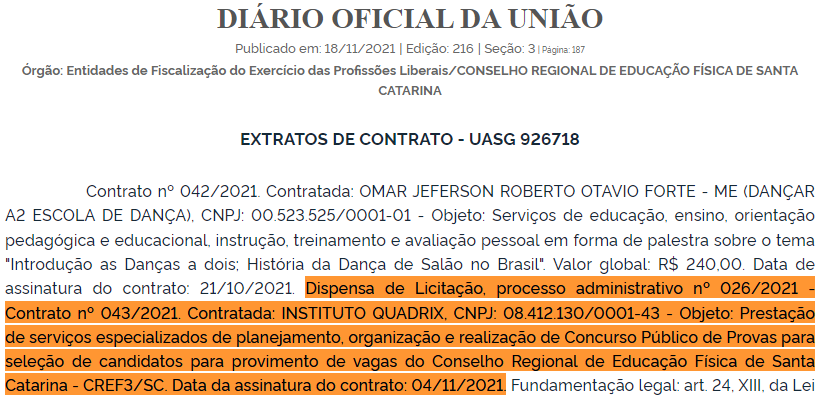 Concurso CREF SC Quadrix é oficializado como banca