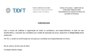 Concurso Tjdft Fgv Emite Nota Aloca O De Candidatos