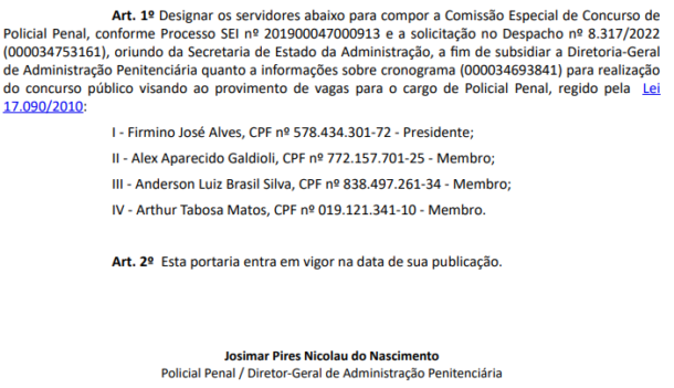 Concurso Polícia Penal GO comissão formada para novo edital