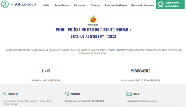 Concurso Pmdf P Gina No Site Reservada Para Edital Do Certame