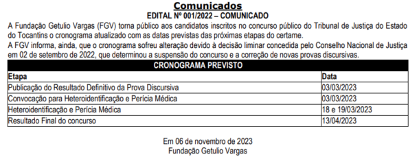 Concurso Tj To Cronograma De Resultados Divulgado