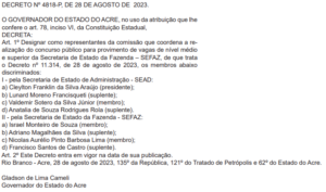 Concurso Sefaz Ac Tem Comiss O Formada Cebraspe A Banca