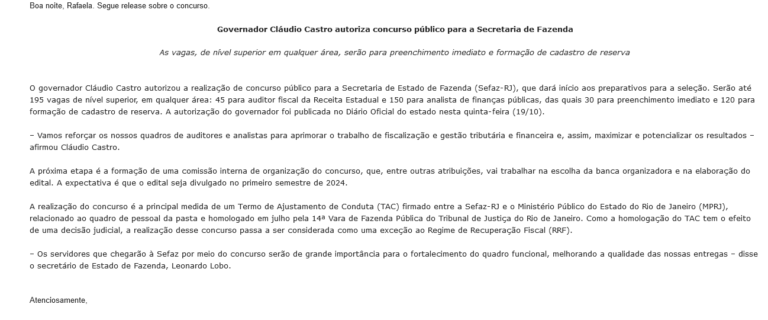 Concurso Sefaz RJ EDITAL Previsto Para 2024 Confira Aqui