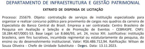 Concurso Bacen terá Cebraspe como banca Edital até janeiro