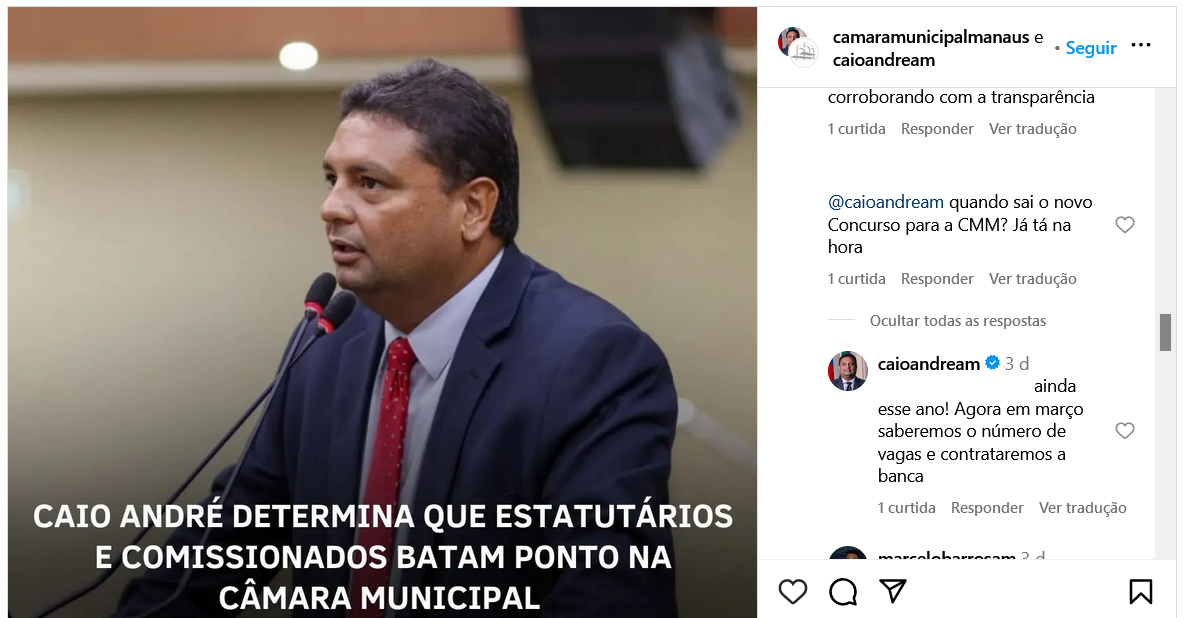 Concurso Câmara de Manaus banca será contratada em março