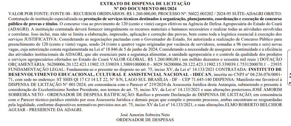 Concurso Adagri CE IDECAN é a banca para 120 vagas