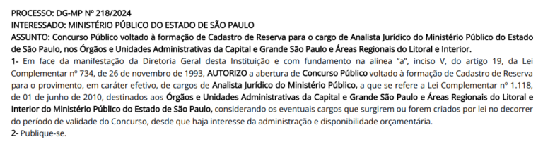 Autorizado novo concurso MP SP para o cargo de analista jurídico