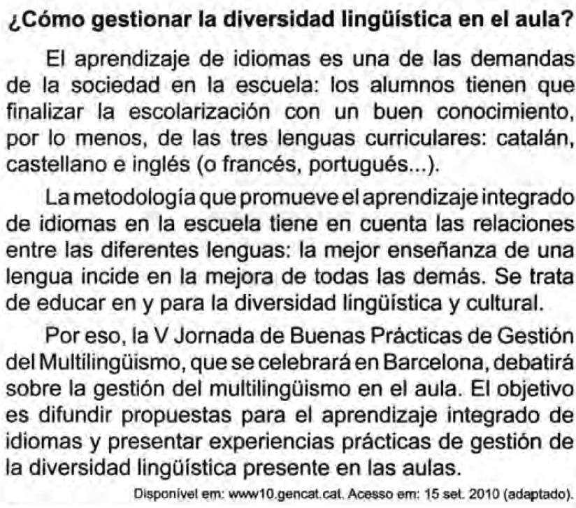 Atividade De Interpretação De Texto Em Espanhol Com Gabarito Texto Exemplo 3454