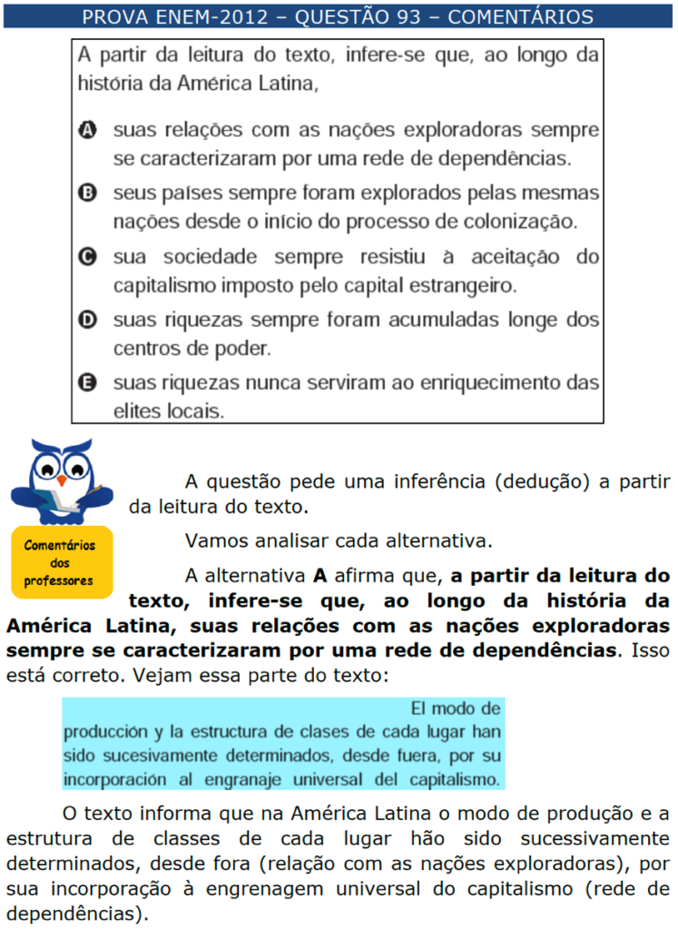 ENEM-ESPANHOL – QUESTÕES – ARTIGO 43/45