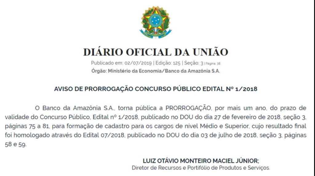 fira abaixo o documento que comprova a prorrogação do certame por mais um ano