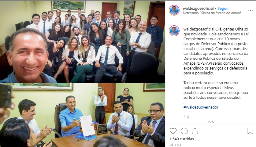 Confira abaixo a postagem feita pelo Governador Waldez Góes sobre as novas vagas