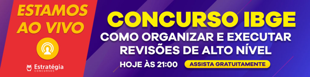Você acompanha ao vivo e gratuitamente através do canal do Estratégia Concursos no Youtube. Para participar basta clicar link abaixo