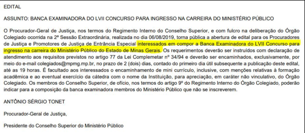 Abaixo você confere a integra do documento mpmg