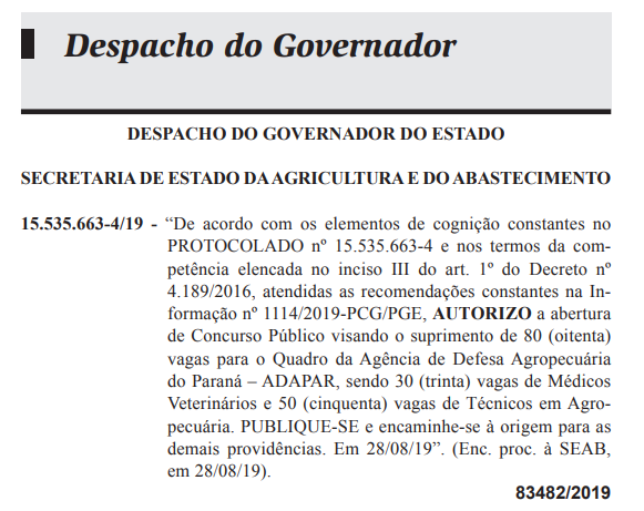 Autorização concurso ADAPAR