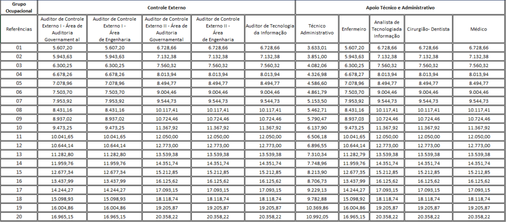 Estrutura remuneratória do TCE SE