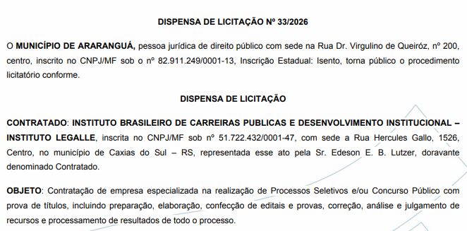 Concurso Araranguá SC: banca definida para novo edital!