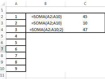 Exemplo Função SOMA