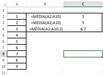 Exemplo Função MÉDIA