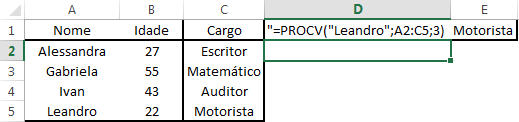 Exemplo Função PROCV