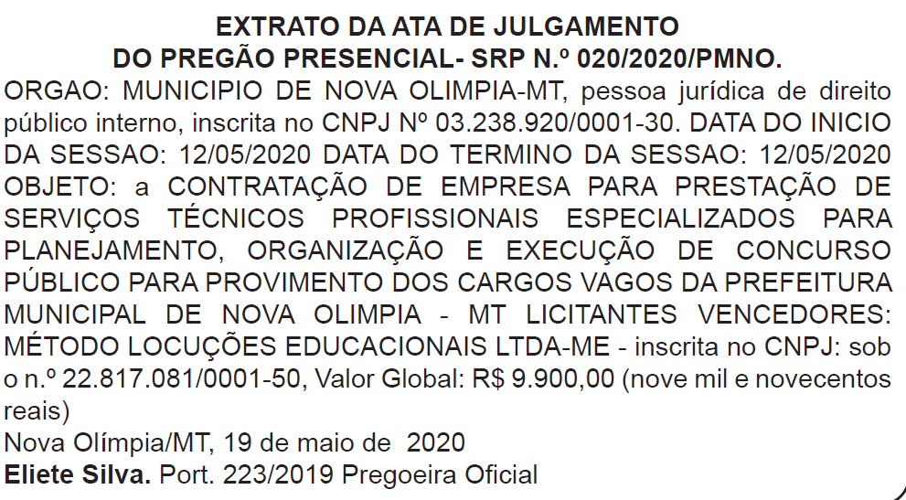 Banca do concurso ISS Nova Olímpia