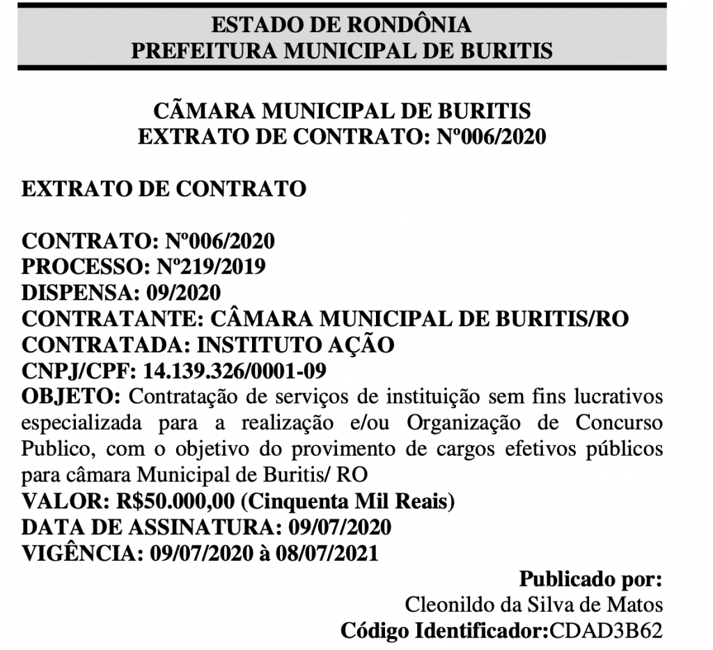 Banca - Concurso Câmara de Buritis RO