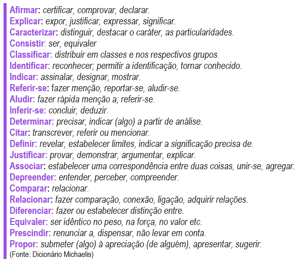 lista de verbos e seus significados 