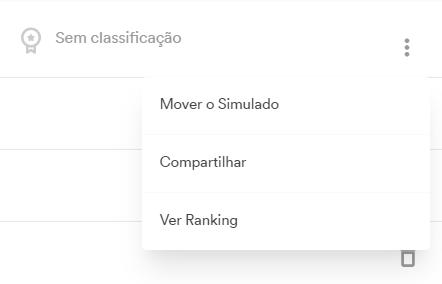 Opções detalhadas dos simulados