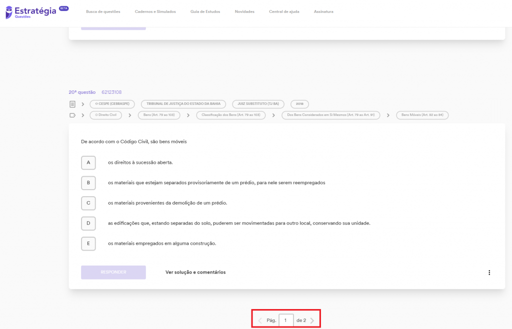 Passando para a próxima página