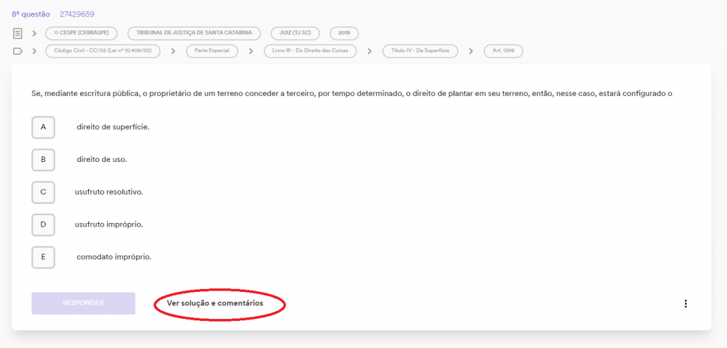 Como visualizar soluções e comentários