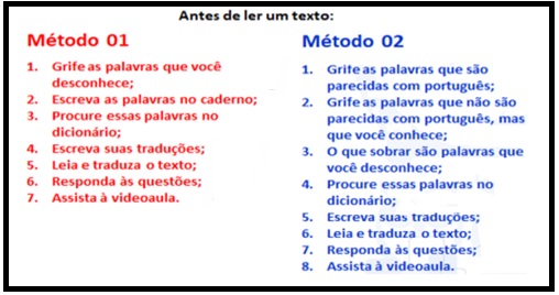 INGLÊS NA PCDF E NO CBM-MG.

Inglês nos concursos da PCDF e do CBM-MG.
métodos para leitura de texto.
grifar palavras, escrever em caderno, procurar no dicionário, responder questões.