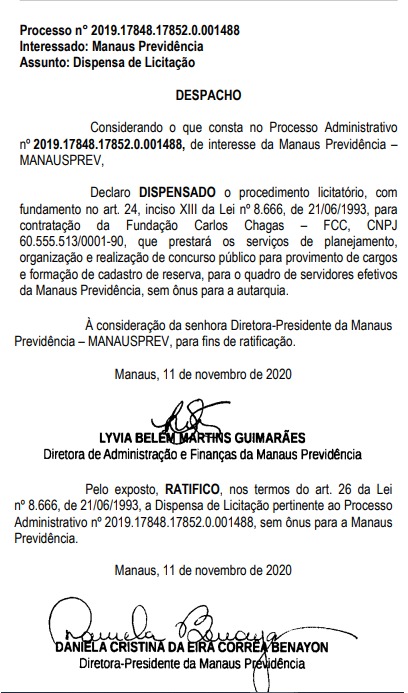 concurso ManausPrev: banca definida