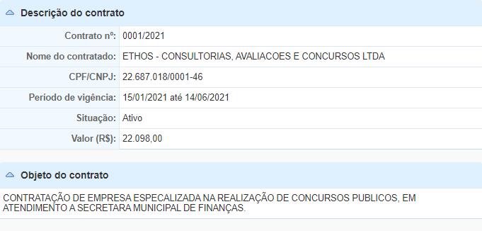 Banca organizadora do concurso ISS Ouro Branco