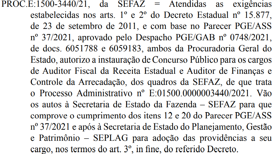 Autorização concurso Sefaz AL 2021