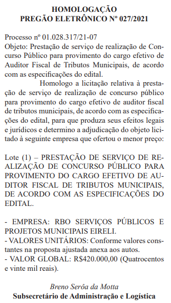 Habilitação da RBO concurso ISS Belo Horizonte