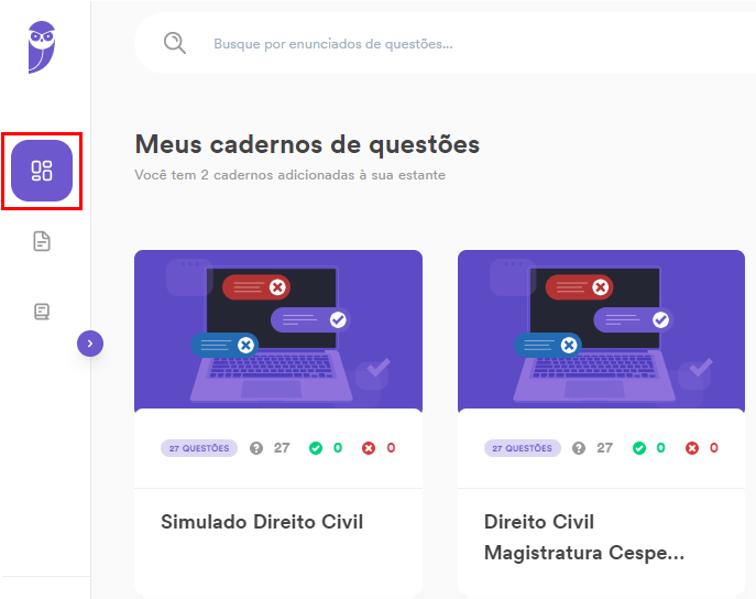 Opção Mesa de Estudos