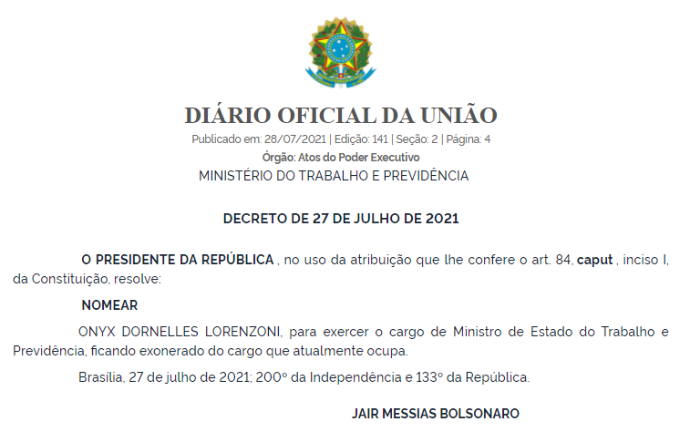 Bolsonaro recria Ministério do Trabalho - Concurso AFT: novo edital é cobrado em reunião.