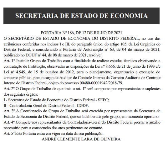 Comissão formada - Concurso CGDF