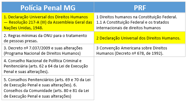 Direitos Humanos para Polícia Penal MG, PRF