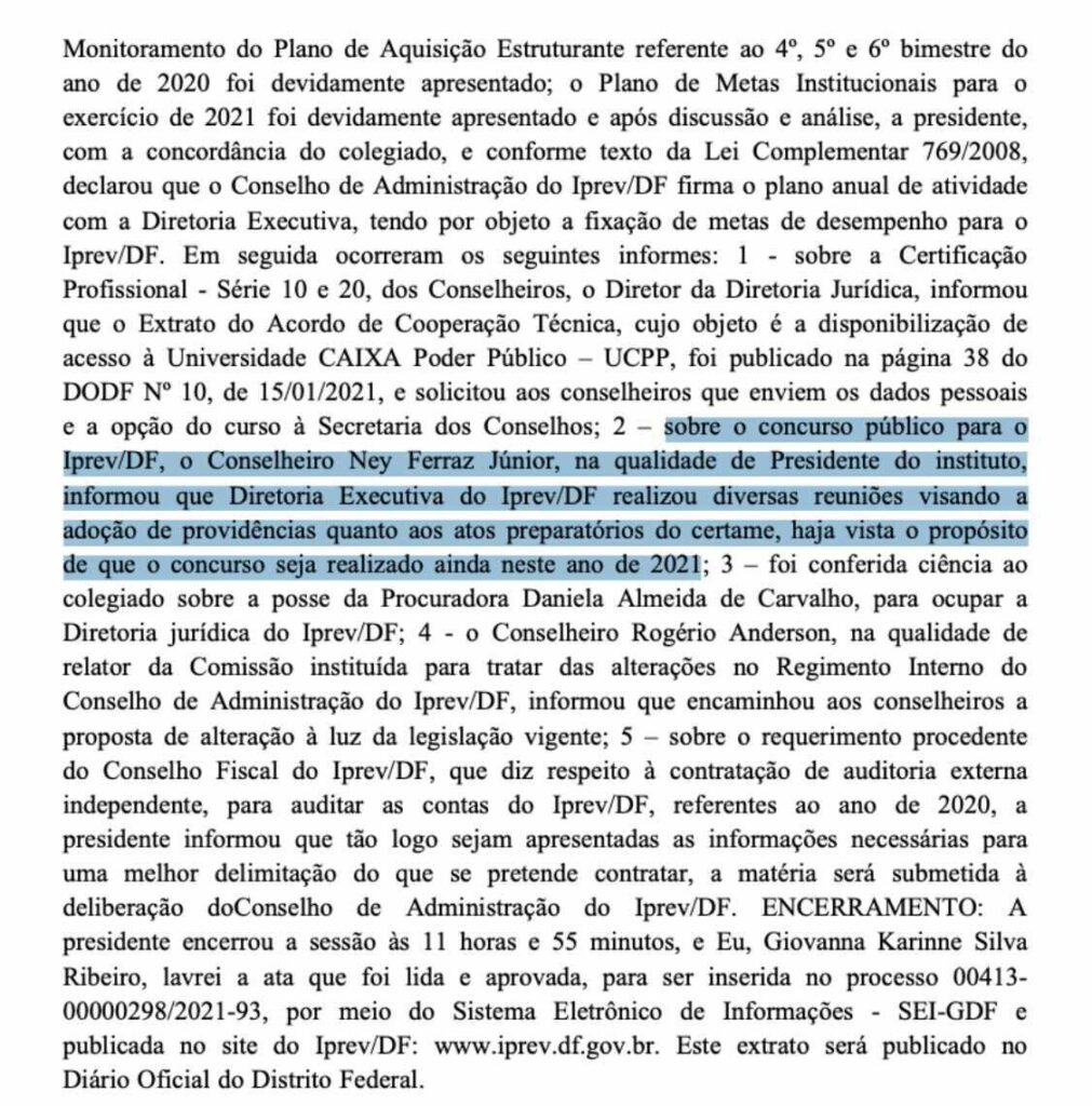 ata sobre o próximo concurso IPREV DF 