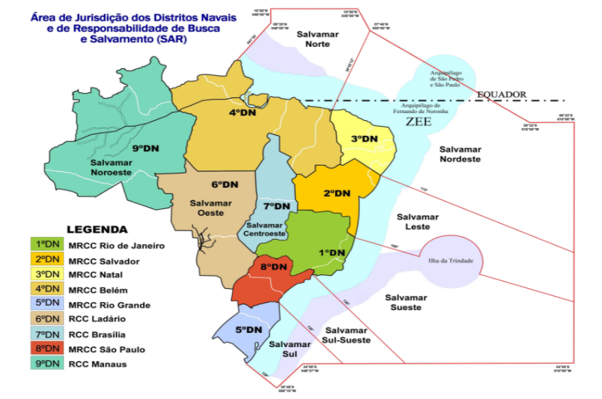 Mapa de relação com os distritos navais