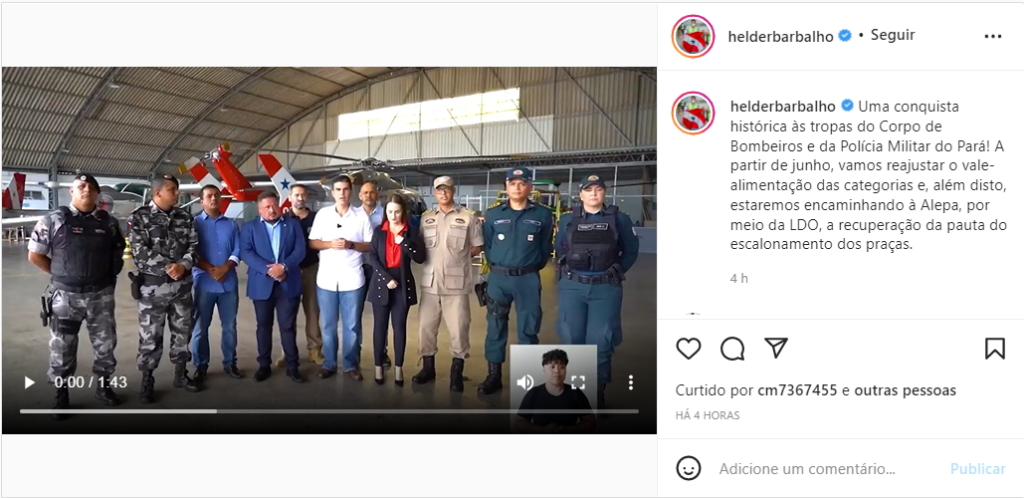 governador do Pará anuncia reajuste do auxílio-alimentação aos militares da PM e Bombeiro PA