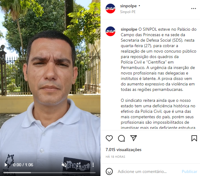 SINPOL solicita urgência em novo concurso público para reposição de servidores na Polícia Civil de Pernambuco
