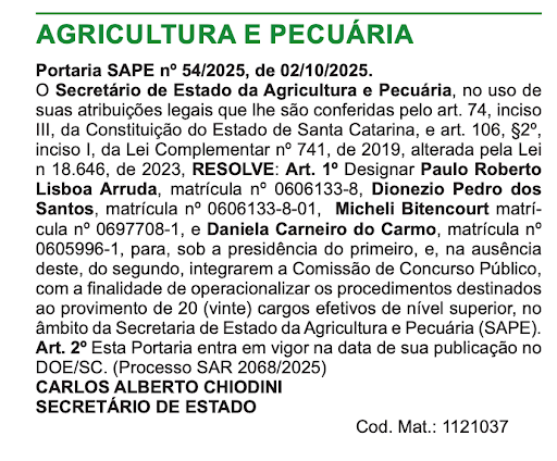 Concurso SAPE SC: comissão formada; previstas 20 vagas