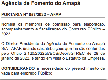 Concurso AFAP: comissão formada
