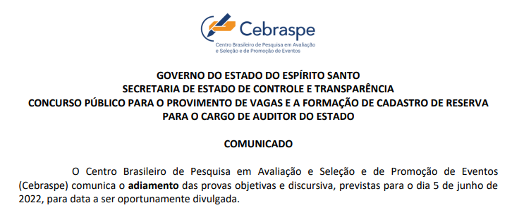 Comunicado Cebraspe