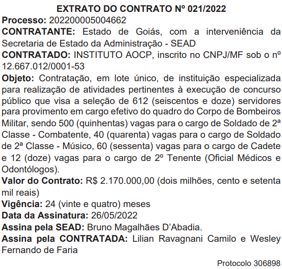 Instituto AOCP é definido como banca