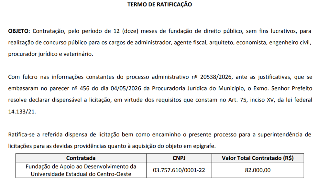 Banca organizadora do concurso da Prefeitura de Apucarana PR