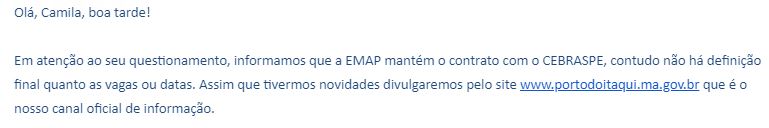 EMAP mantém contato com o Cebraspe para definições do concurso EMAP MA.