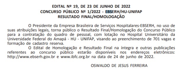 Concurso EBSERH HU UNIFAP - Hospital Universitário Federal do